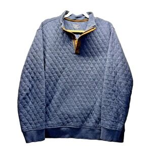 Untuckit Quilted 1/4 Zip Pockets Blue Pullover Fleece Made‎ In India X-Large